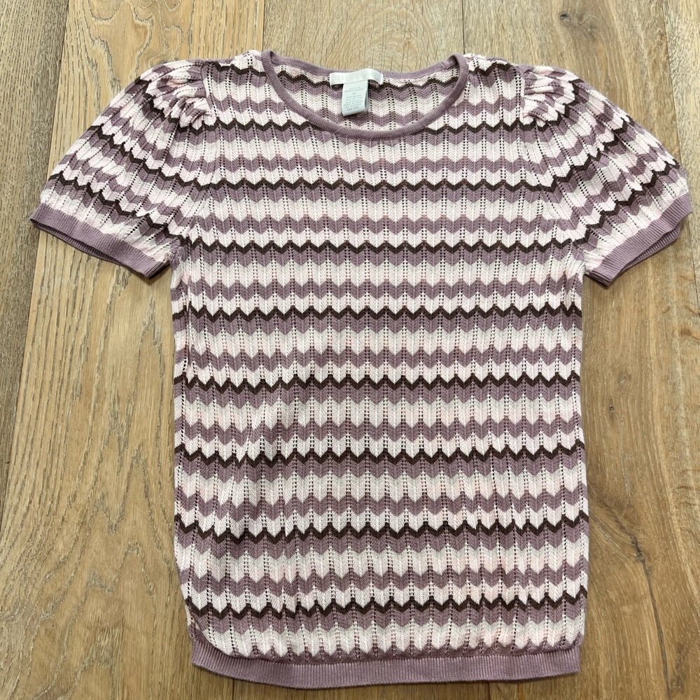 Pastel Pink and Purple Chevron Knit Top